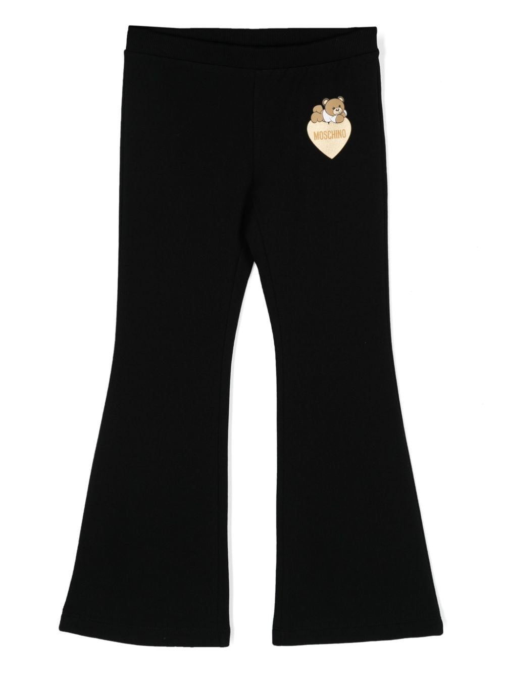 Moschino Kids logo-print flared jersey trousers - Black von Moschino Kids