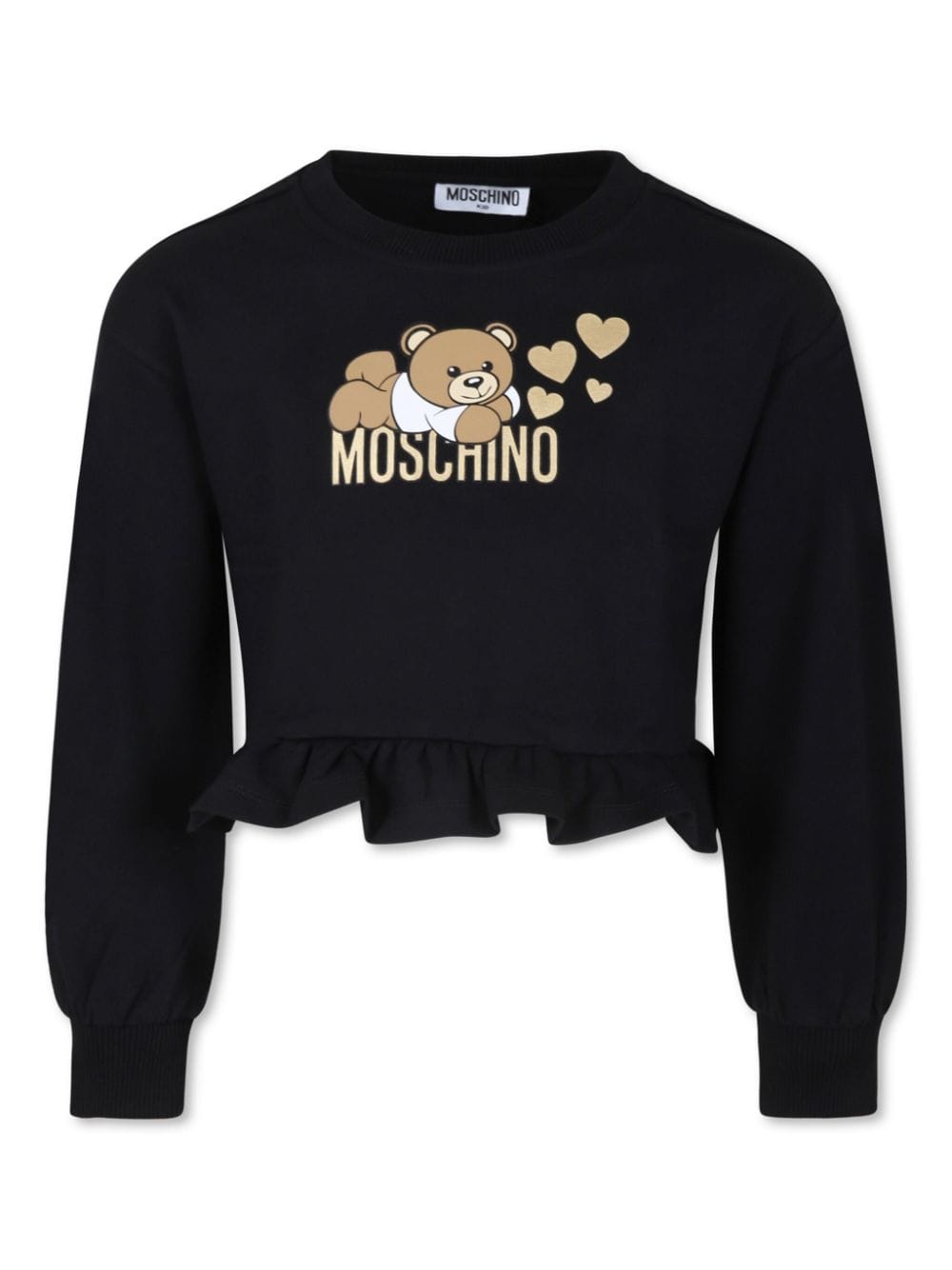 Moschino Kids logo-print frill-hem jumper - Black von Moschino Kids