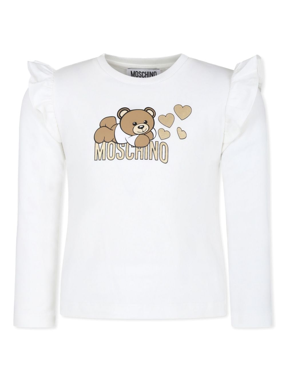 Moschino Kids logo-print frill-shoulder sweatshirt - White von Moschino Kids