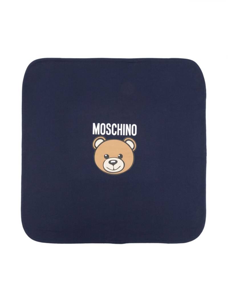 Moschino Kids logo-print jersey blanket - Blue von Moschino Kids