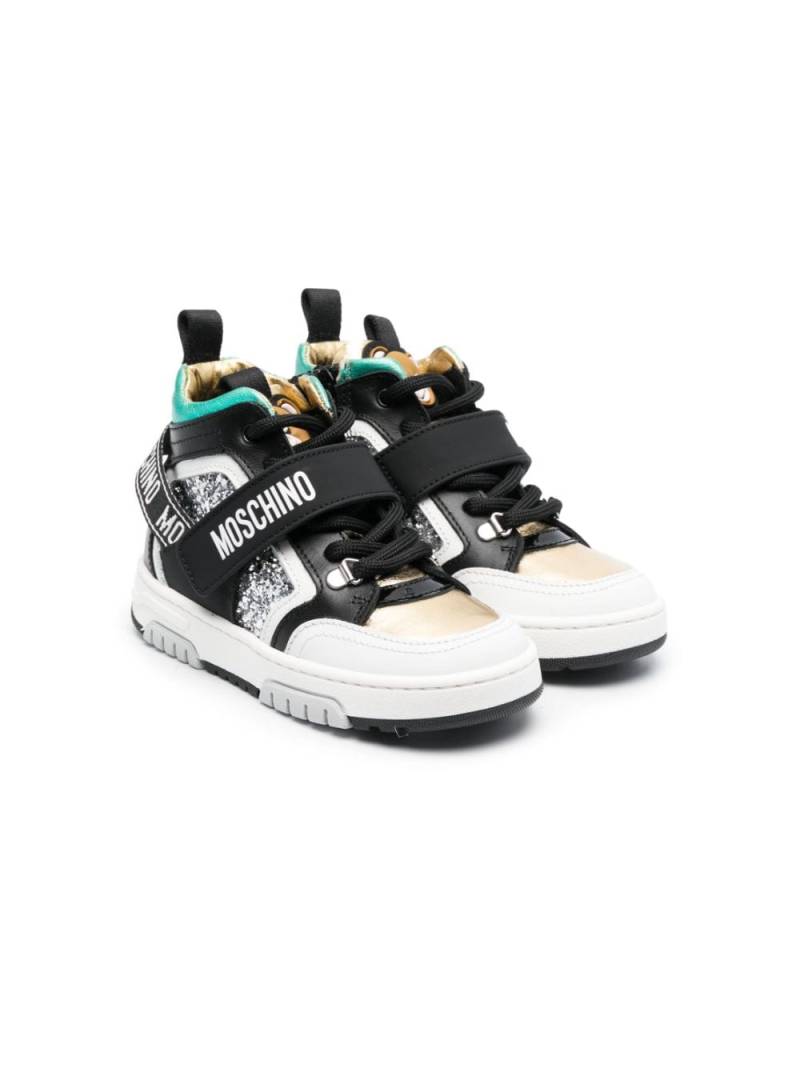 Moschino Kids logo-print leather sneakers - Black von Moschino Kids