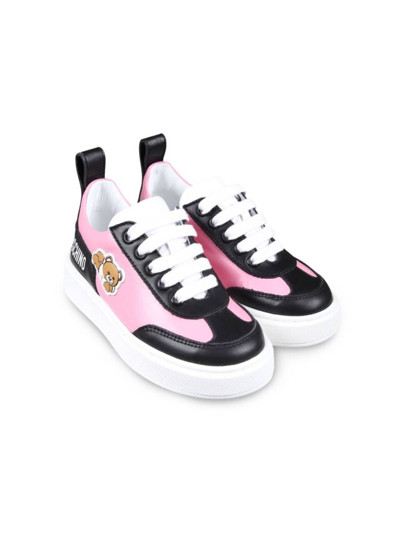 Moschino Kids logo-print leather sneakers - Pink von Moschino Kids