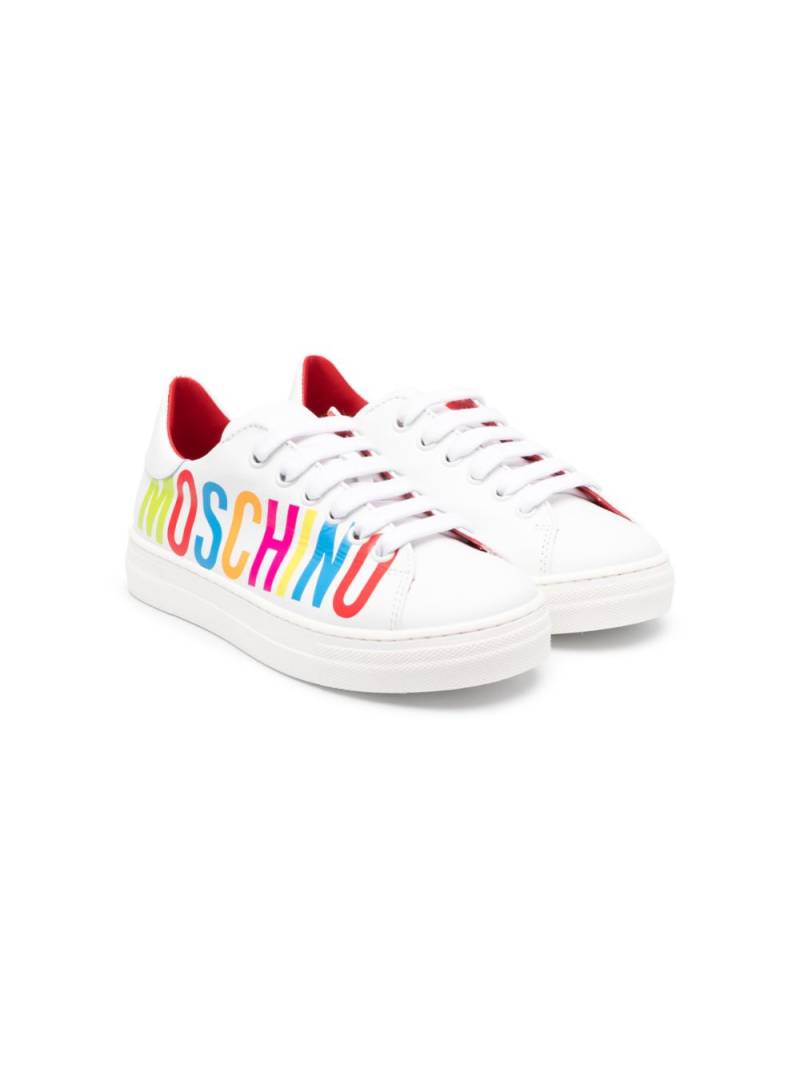 Moschino Kids logo-print leather sneakers - White von Moschino Kids