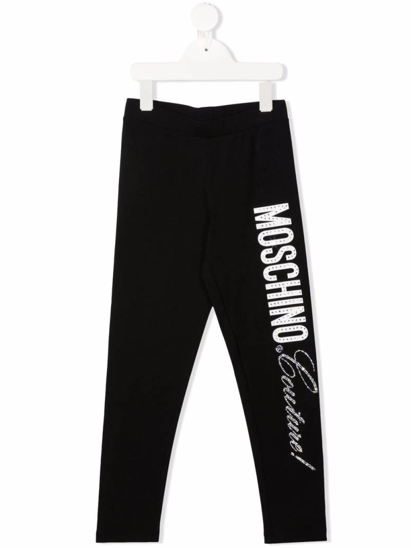 Moschino Kids logo-print leg trousers - Black von Moschino Kids