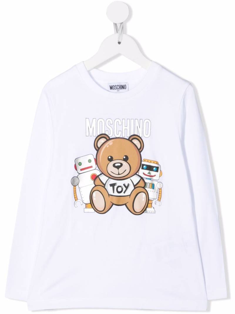 Moschino Kids logo-print long-sleeve T-shirt - White von Moschino Kids