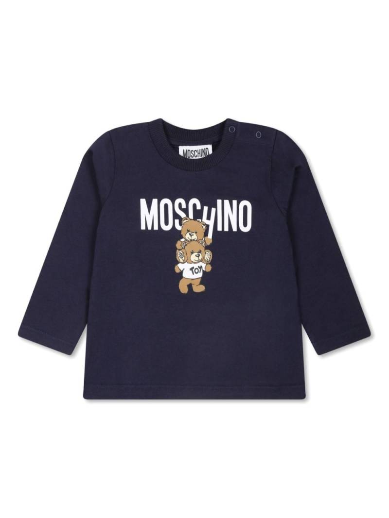 Moschino Kids logo-print long-sleeve t-shirt - Blue von Moschino Kids