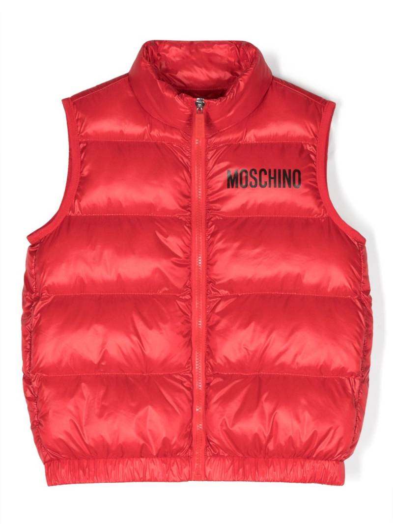 Moschino Kids logo-print padded gilet - Red von Moschino Kids