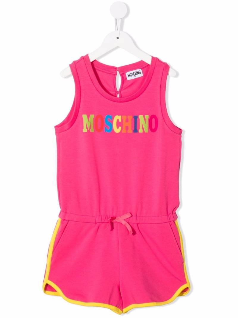 Moschino Kids logo-print playsuit - Pink von Moschino Kids