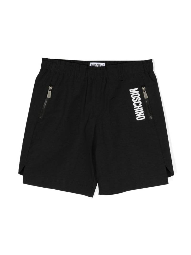 Moschino Kids logo-print ripstop shorts - Black von Moschino Kids