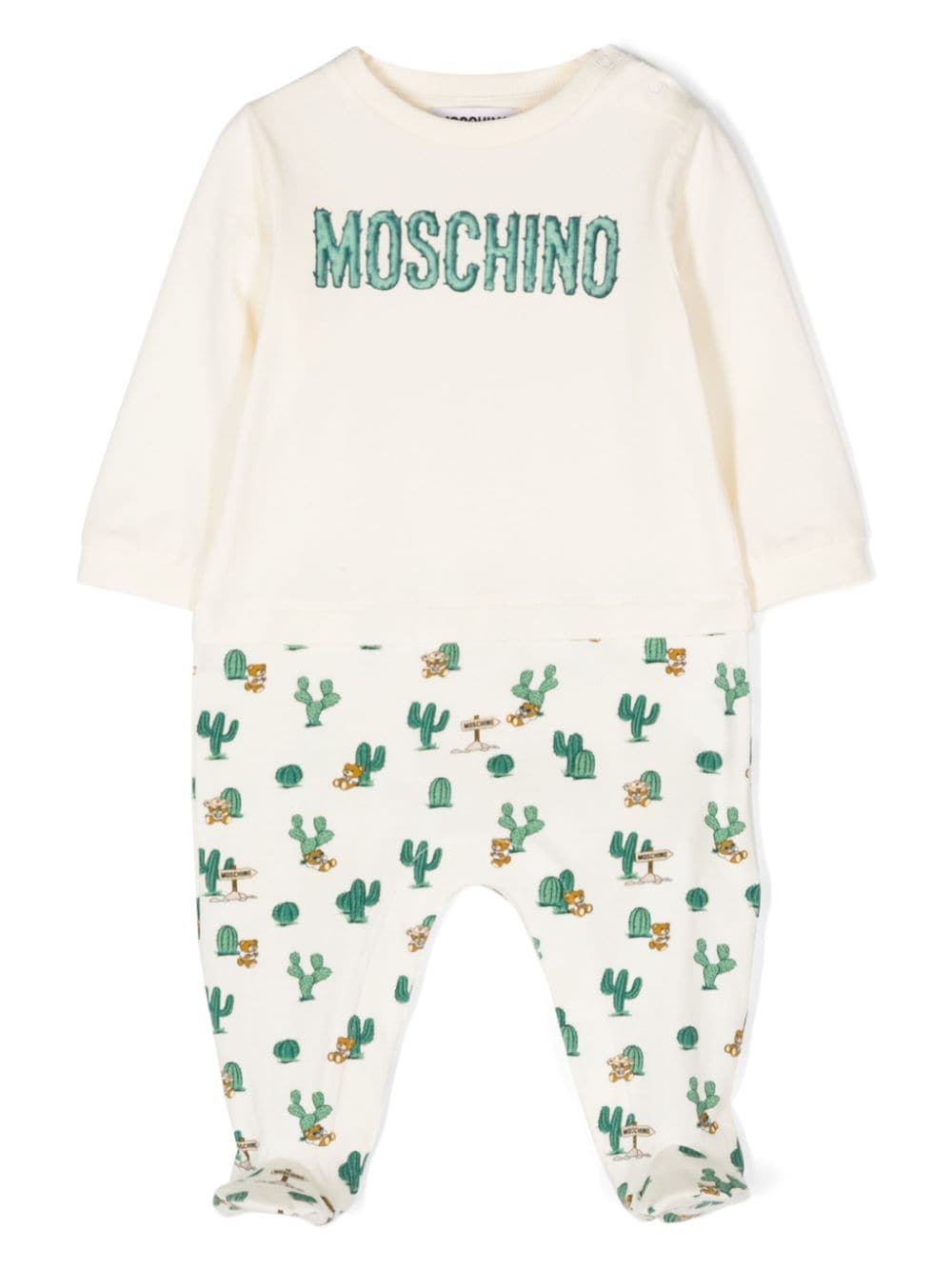 Moschino Kids logo-print round-neck pyjama - Neutrals von Moschino Kids