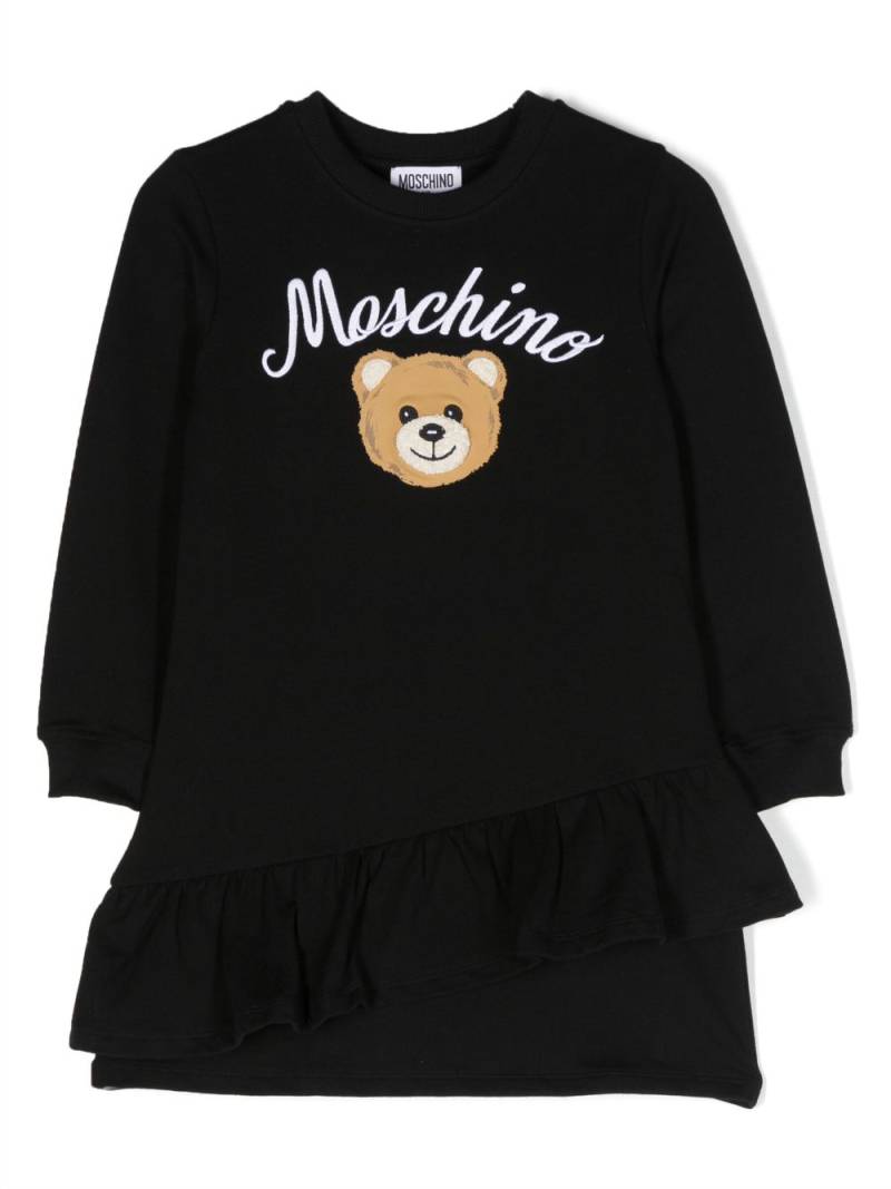 Moschino Kids logo-print ruffled dress - Black von Moschino Kids