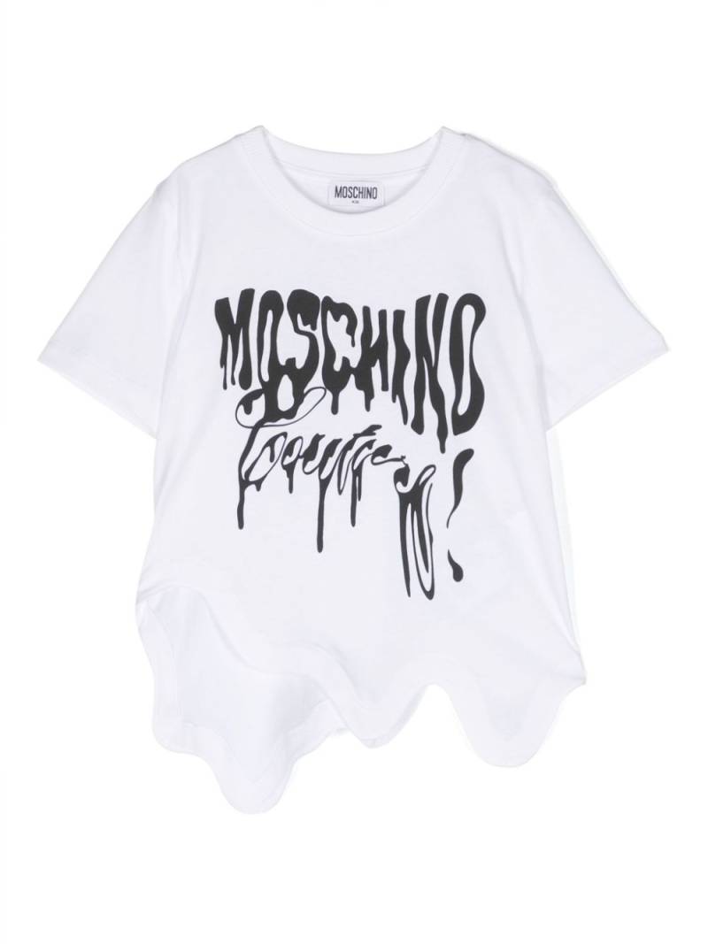 Moschino Kids logo-print scallop-hem T-shirt - White von Moschino Kids