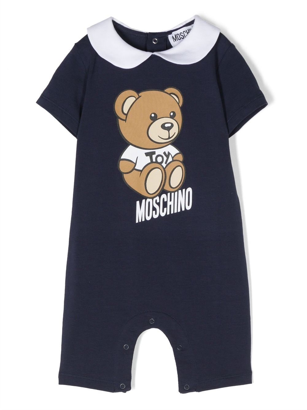 Moschino Kids logo-print short-sleeve romper - Blue von Moschino Kids