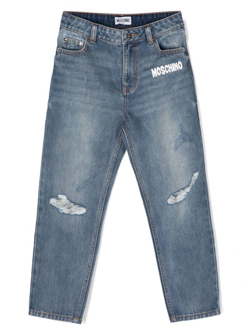 Moschino Kids logo-print straight jeans - Blue von Moschino Kids