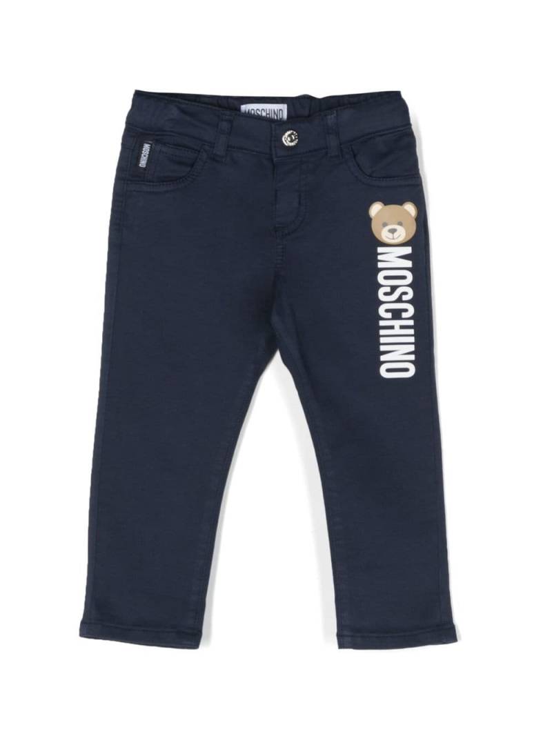 Moschino Kids logo-print straight-leg trousers - Blue von Moschino Kids