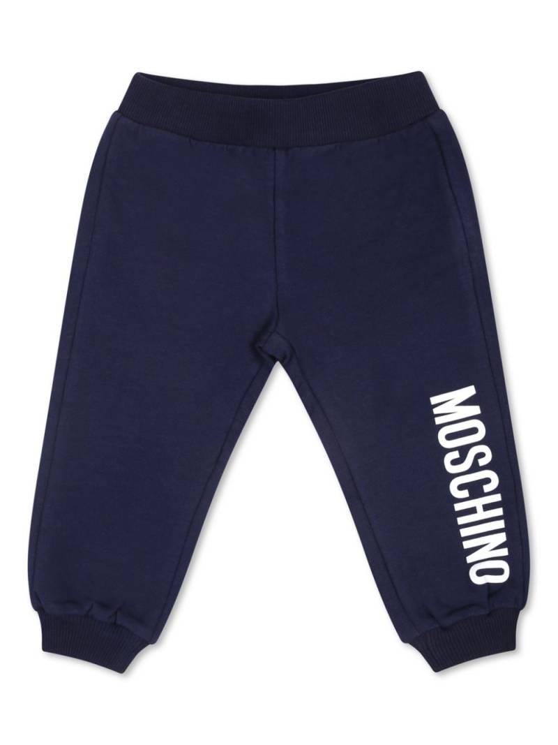 Moschino Kids logo-print stretch-cotton track pants - Blue von Moschino Kids