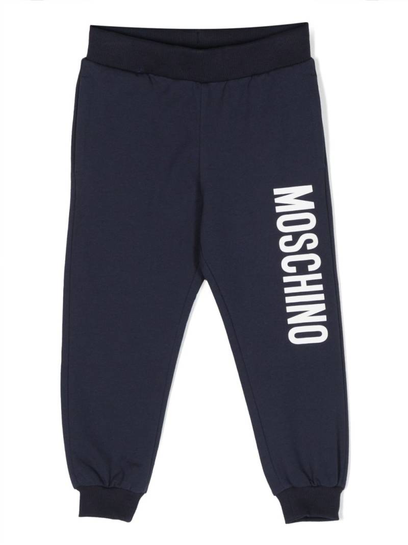 Moschino Kids logo-print stretch-cotton track pants - Blue von Moschino Kids