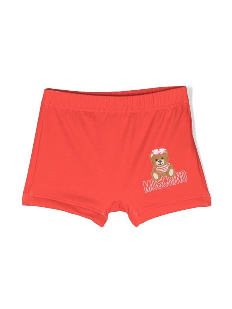 Moschino Kids logo-print swim shorts - Red von Moschino Kids