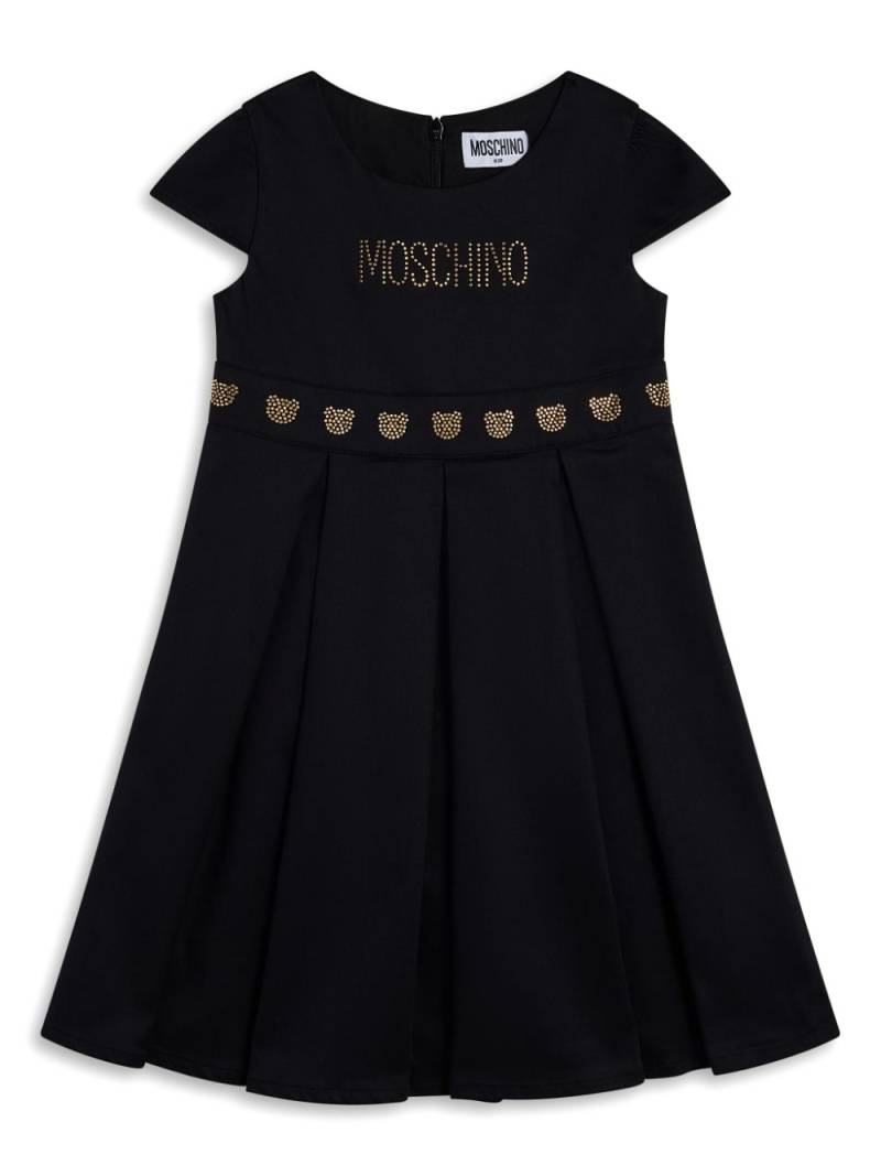 Moschino Kids logo-stud flared dress - Black von Moschino Kids