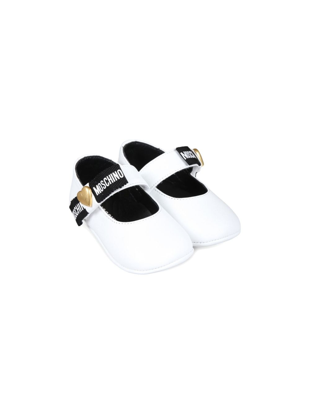 Moschino Kids logo-tape ballerina shoes - White von Moschino Kids