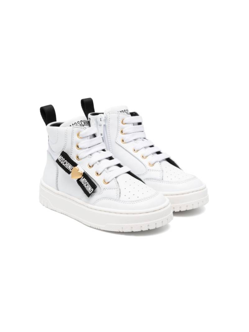 Moschino Kids logo-tape leather sneakers - White von Moschino Kids