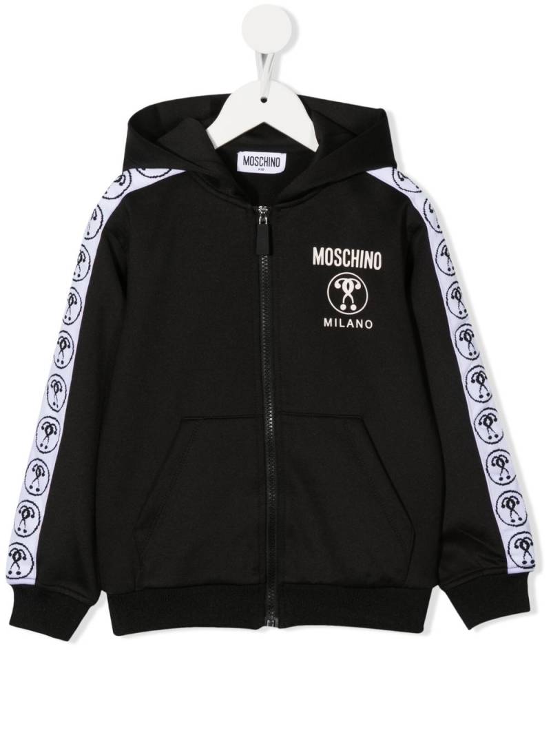 Moschino Kids logo-tape zip-up hoodie - Black von Moschino Kids