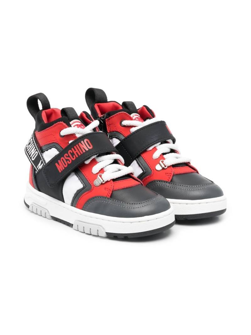 Moschino Kids mid-top logo-print sneakers - Red von Moschino Kids