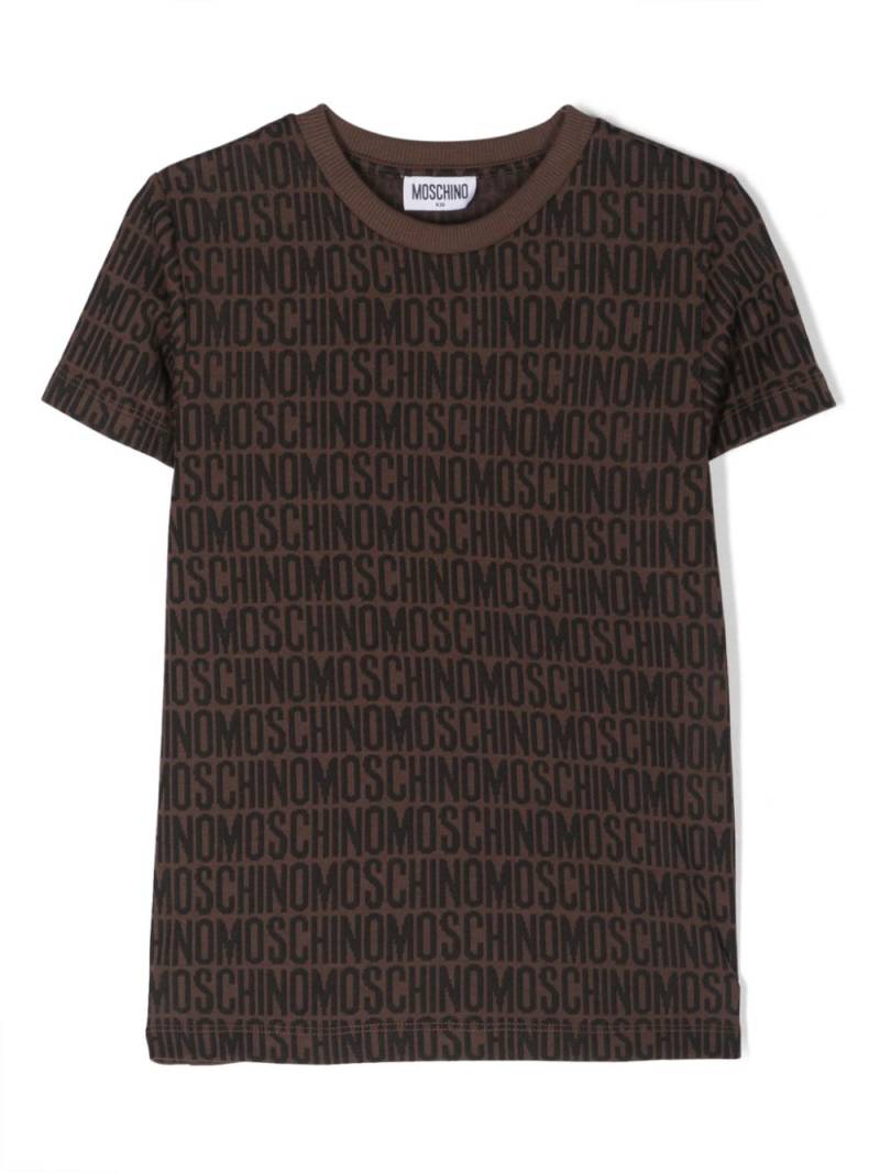 Moschino Kids monogram-jacquard jersey T-shirt - Brown von Moschino Kids