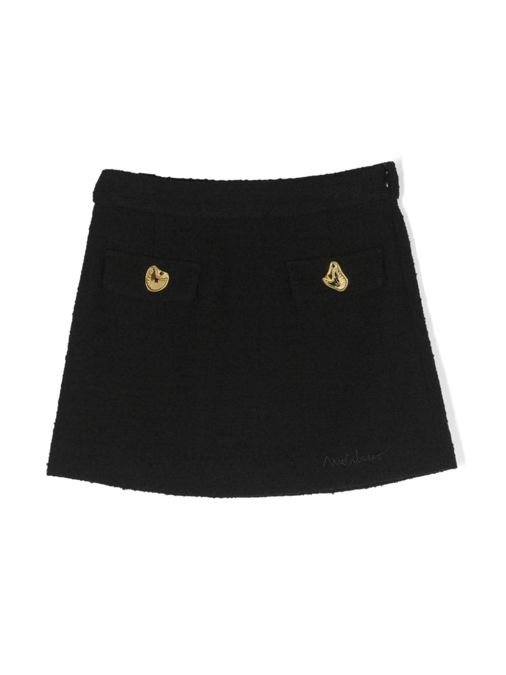 Moschino Kids morphed-button bouclé miniskirt - Black von Moschino Kids