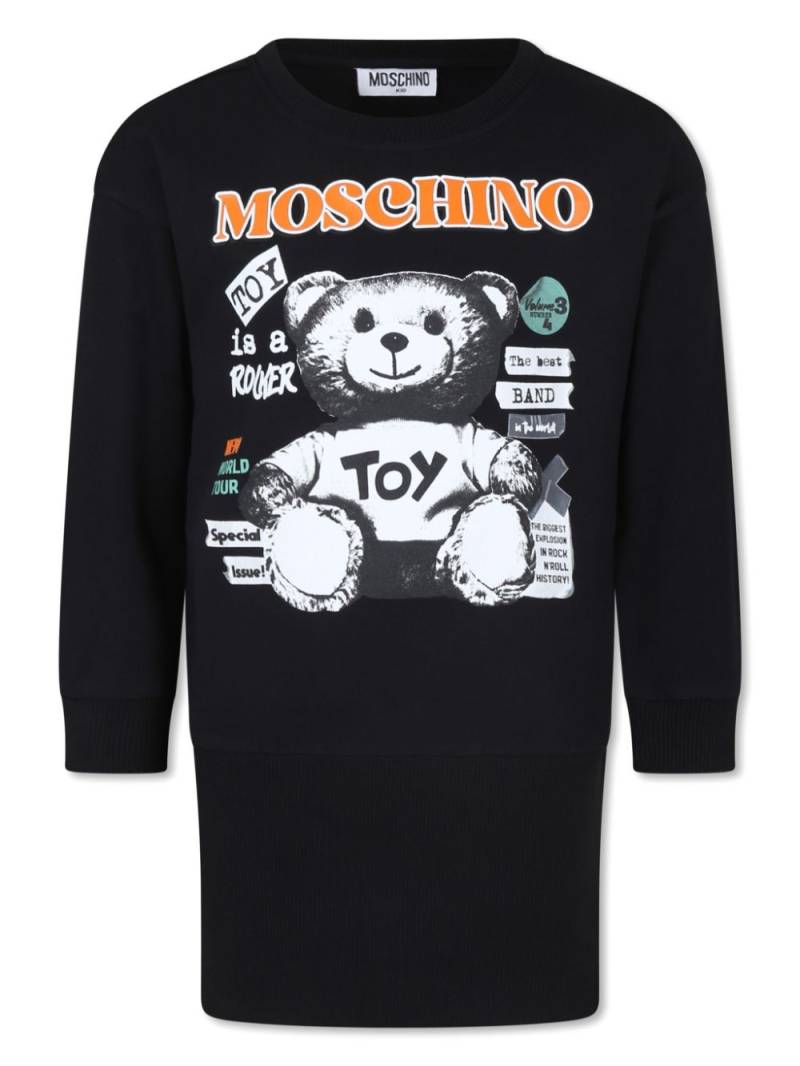 Moschino Kids Teddy Bear-print long-sleeve dress - Black von Moschino Kids