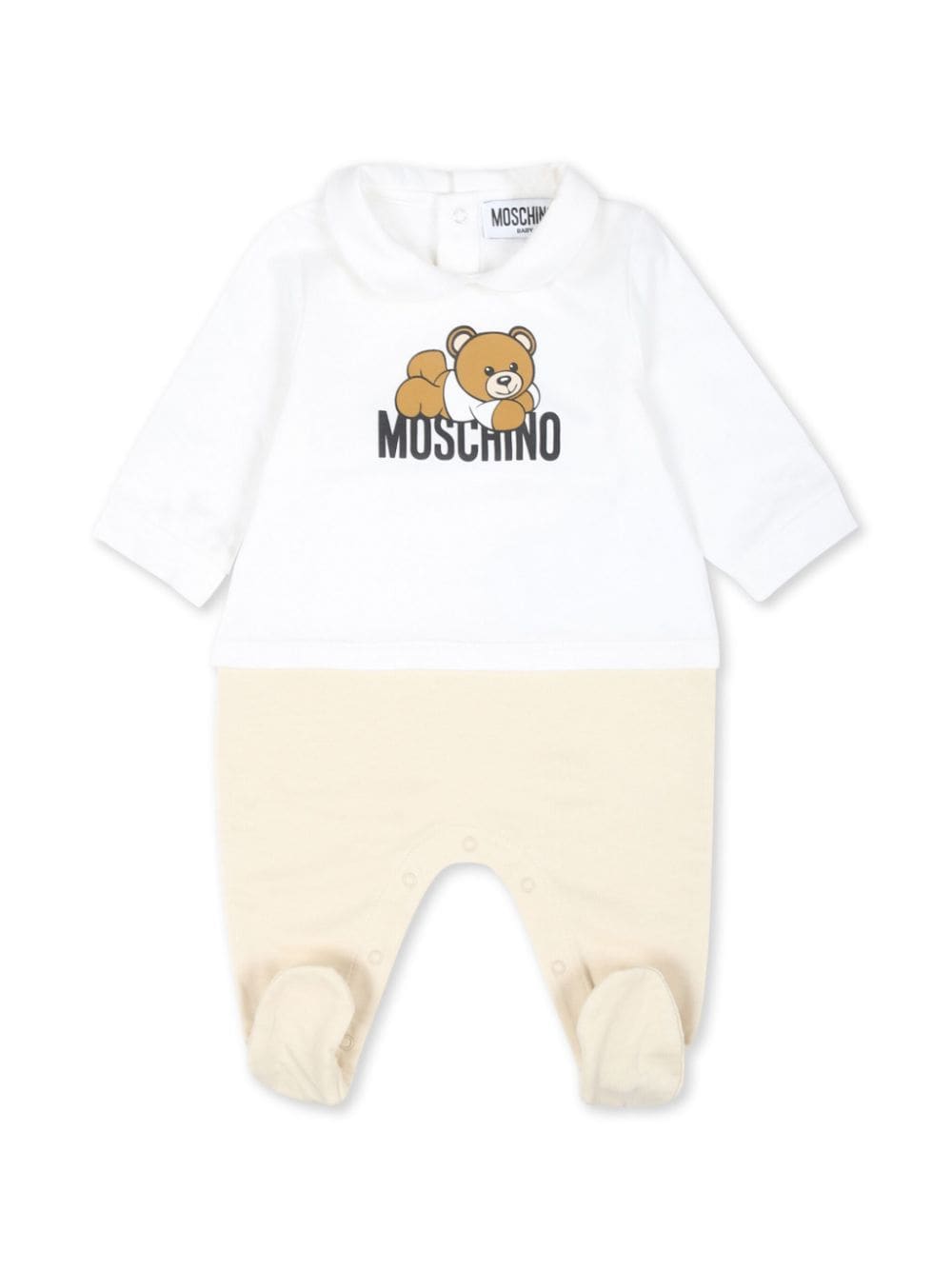 Moschino Kids two-tone teddy bear print babygrow - Neutrals von Moschino Kids