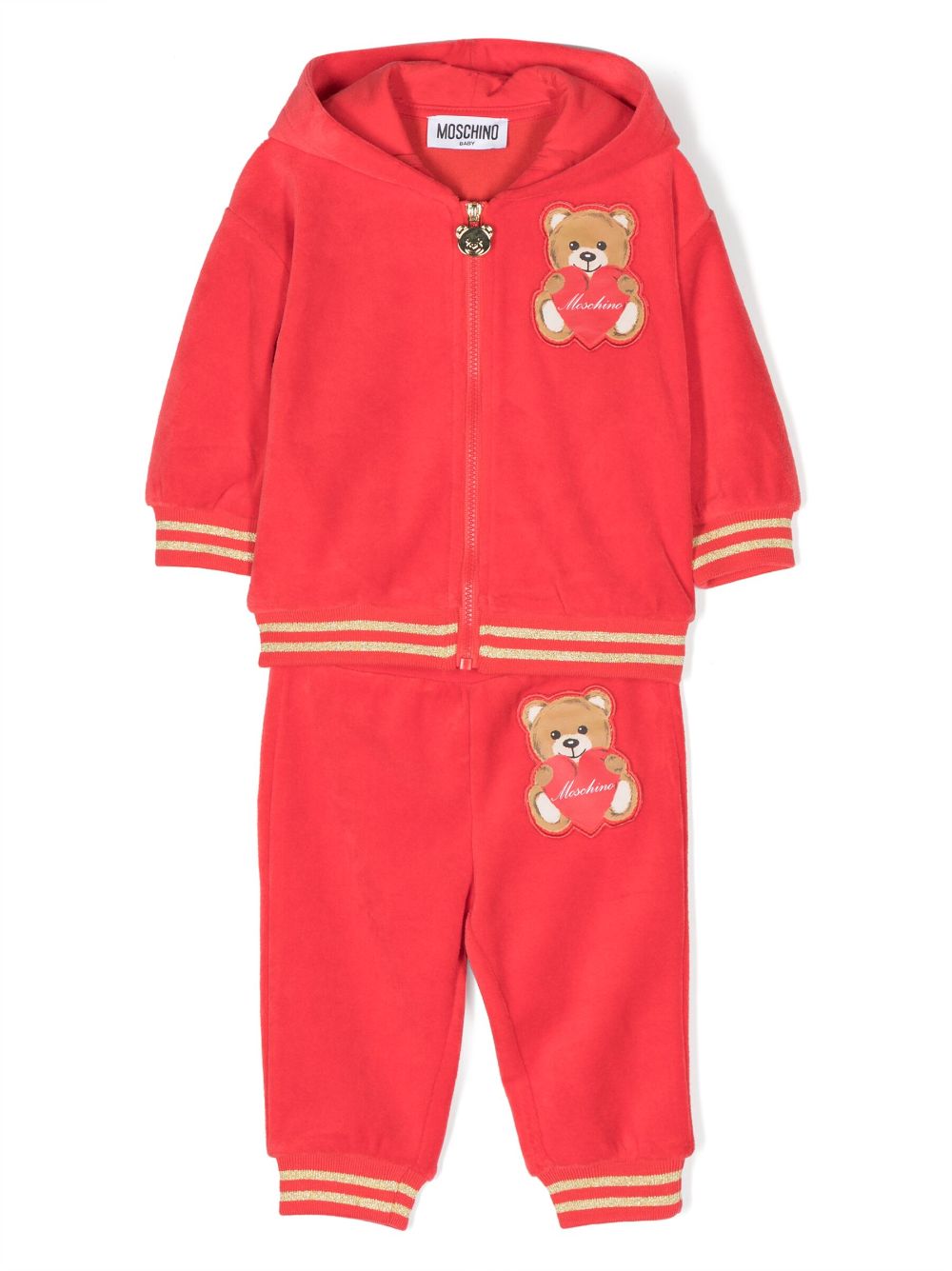 Moschino Kids patch-detail cotton-blend tracksuit set - Red von Moschino Kids