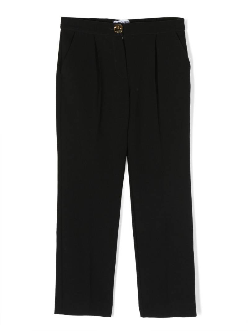 Moschino Kids pleated straight-leg trousers - Black von Moschino Kids