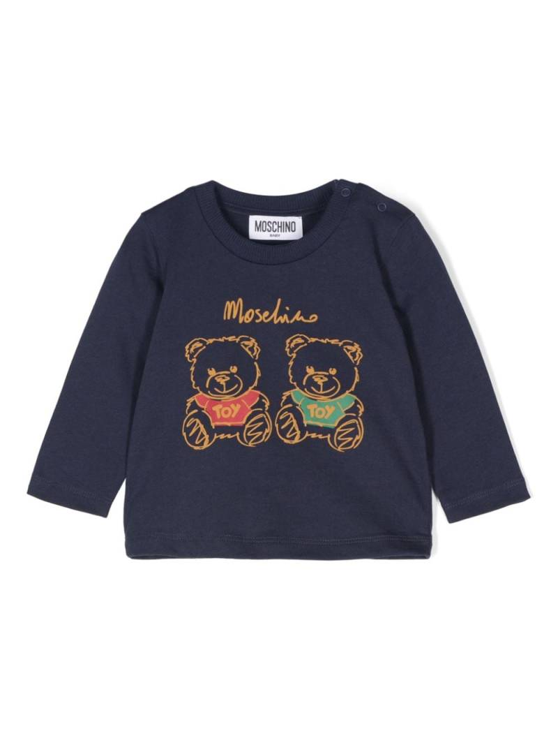 Moschino Kids raised teddy bear cotton T-shirt - Blue von Moschino Kids