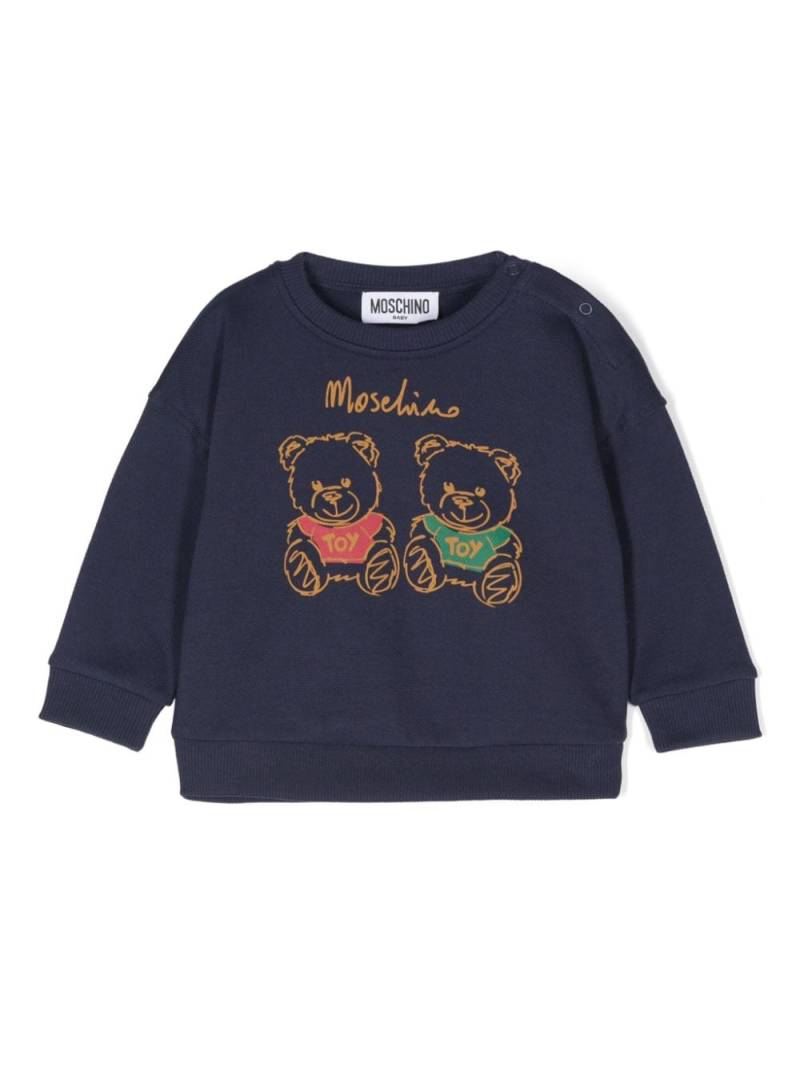 Moschino Kids raised teddy bear cotton sweatshirt - Blue von Moschino Kids