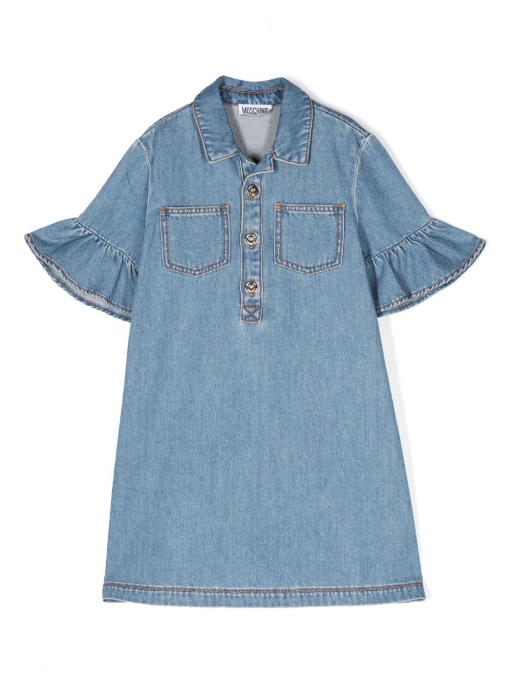 Moschino Kids rhinestone-embellished denim dress - Blue von Moschino Kids