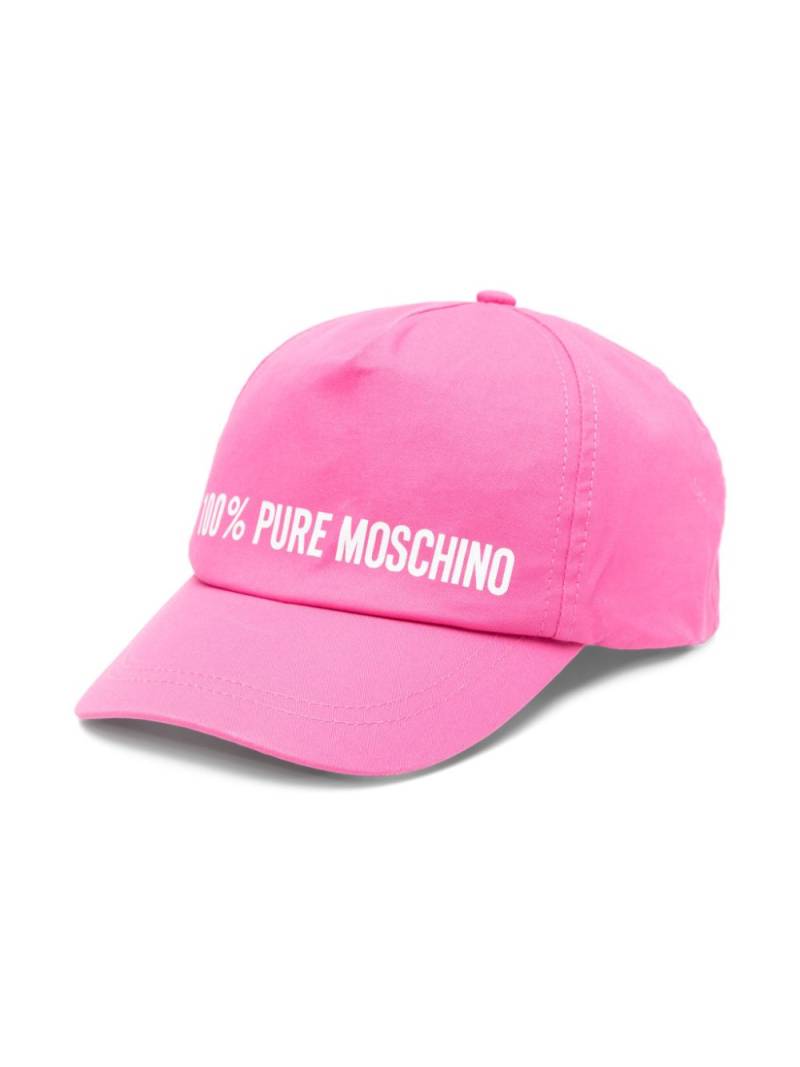 Moschino Kids slogan-print cotton baseball cap - Pink von Moschino Kids