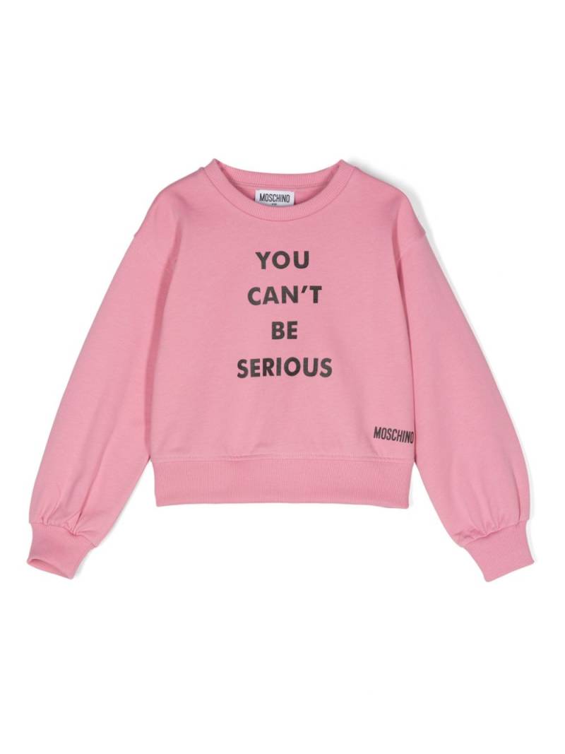 Moschino Kids slogan-print cotton sweatshirt - Pink von Moschino Kids