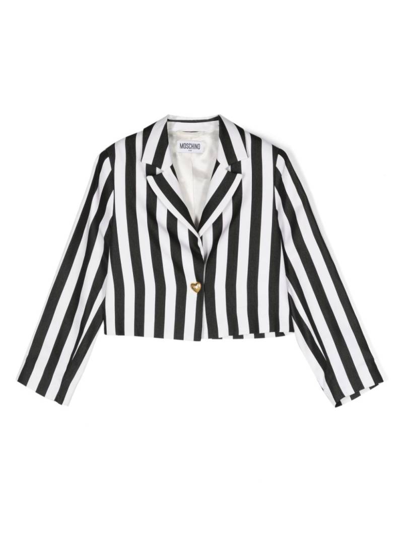 Moschino Kids striped cropped blazer - Black von Moschino Kids