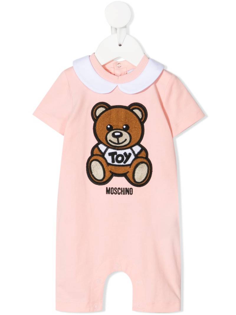 Moschino Kids teddy bear embroidered romper - Pink von Moschino Kids