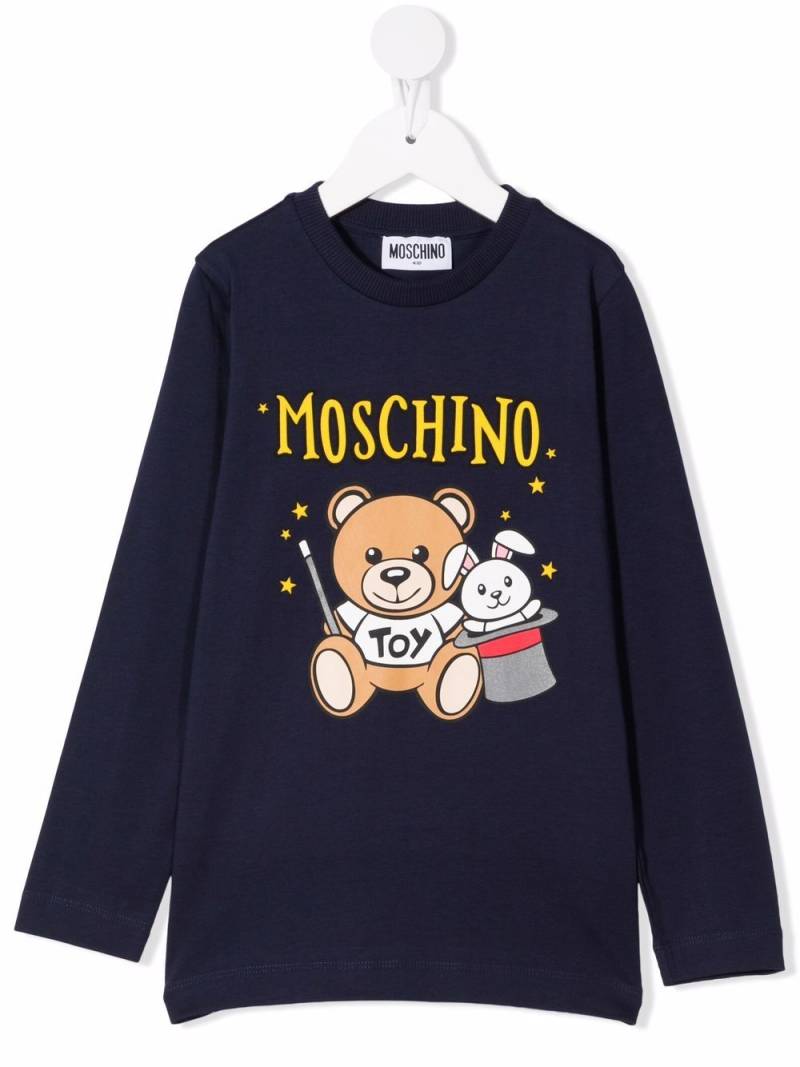 Moschino Kids teddy bear logo cotton sweatshirt - Blue von Moschino Kids