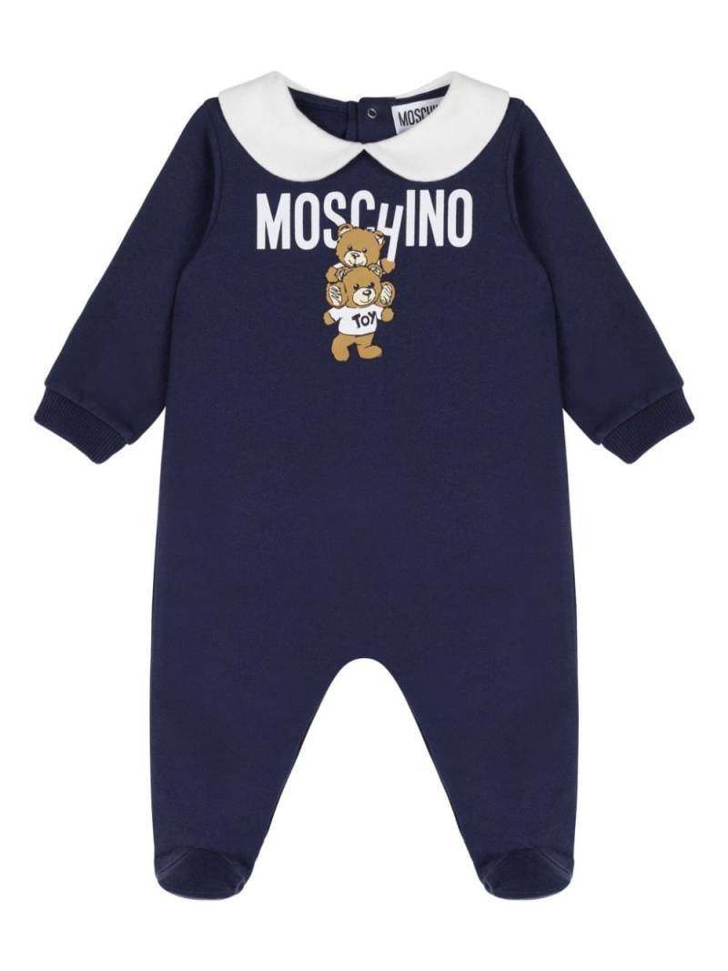 Moschino Kids teddy bear motif babygrow - Blue von Moschino Kids