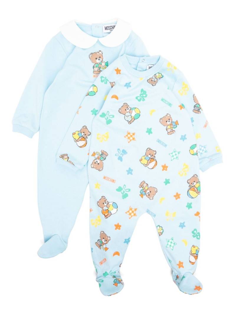 Moschino Kids teddy bear motif babygrow set - Blue von Moschino Kids