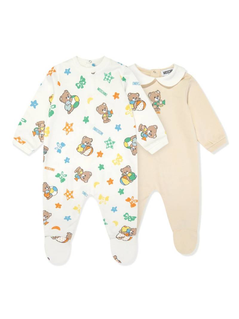 Moschino Kids teddy bear motif babygrow set - Neutrals von Moschino Kids