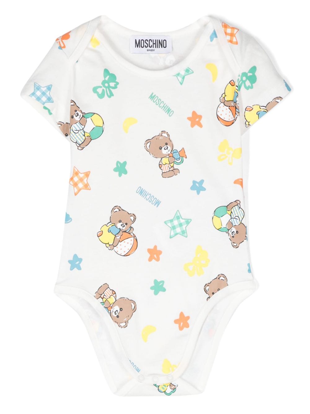 Moschino Kids teddy bear-print cotton bodie - White von Moschino Kids