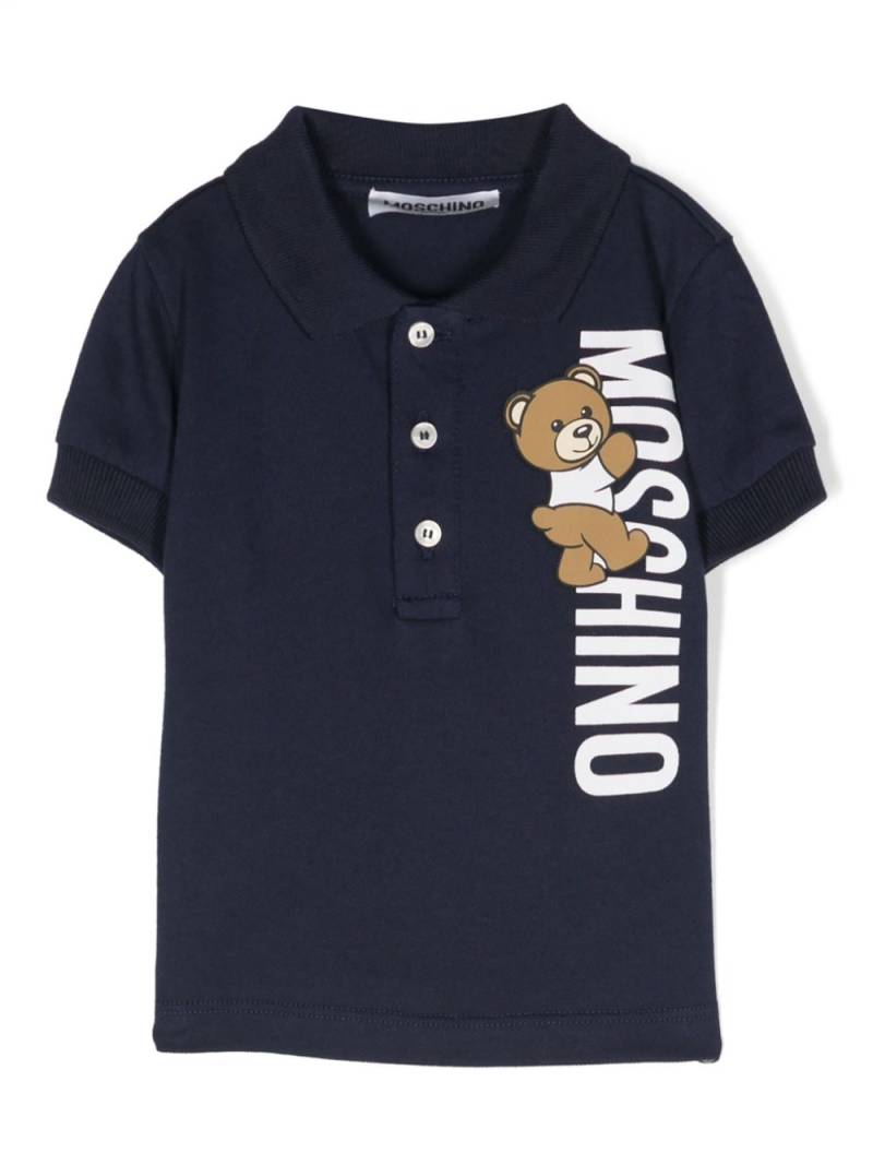 Moschino Kids teddy logo-print polo shirt - Blue von Moschino Kids