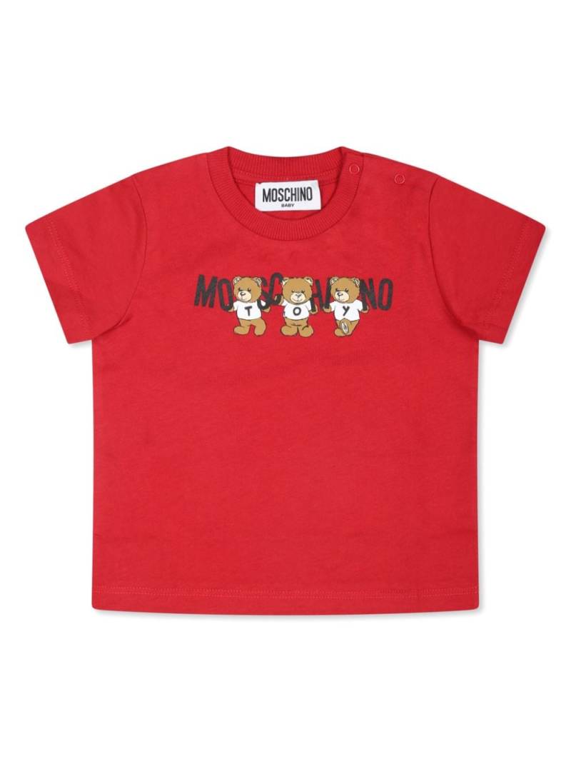 Moschino Kids teddy-print cotton T-shirt - Red von Moschino Kids