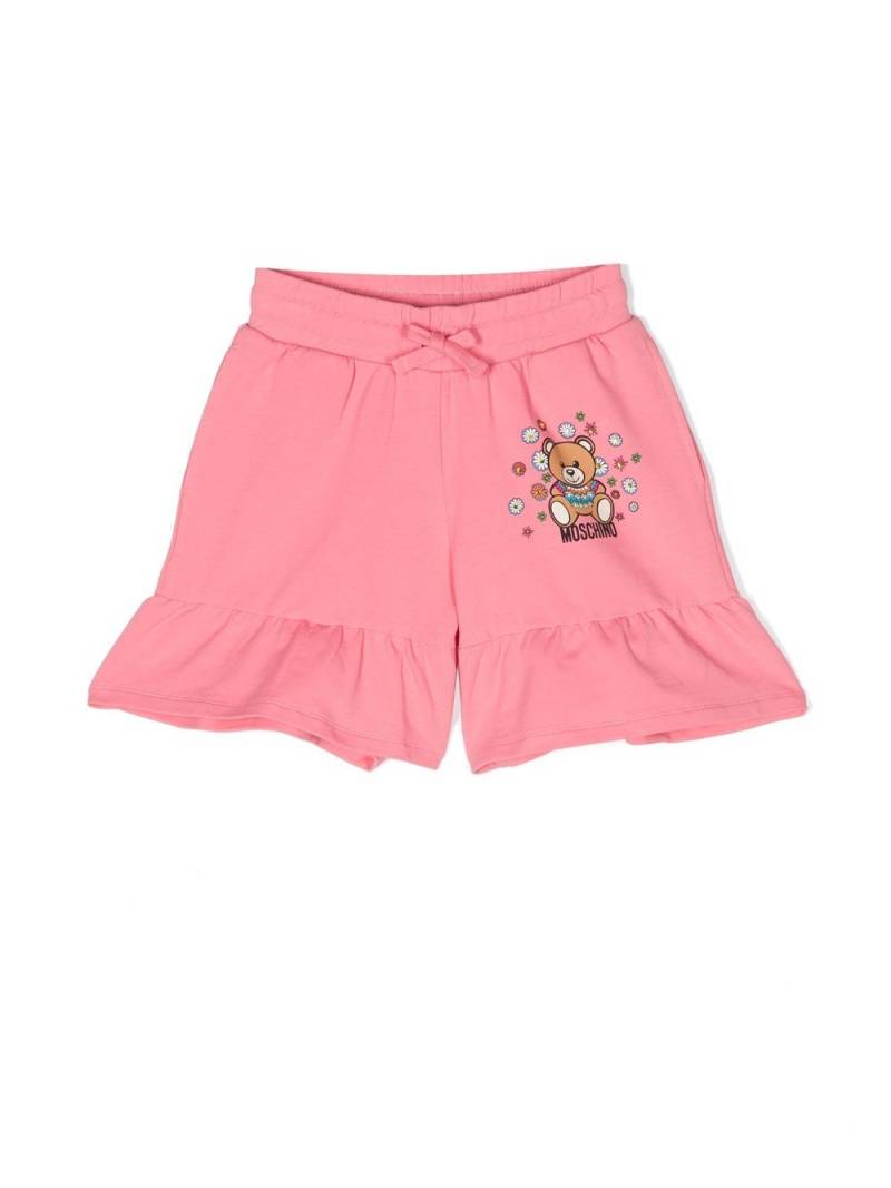 Moschino Kids teddy-print ruffled shorts - Pink von Moschino Kids