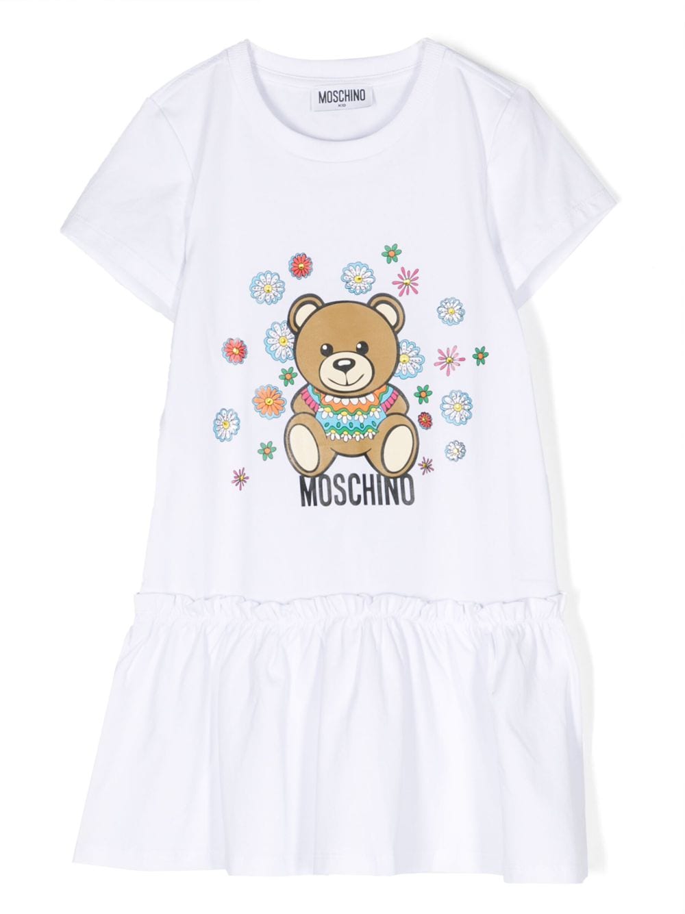 Moschino Kids teddy-print smock dress - White von Moschino Kids