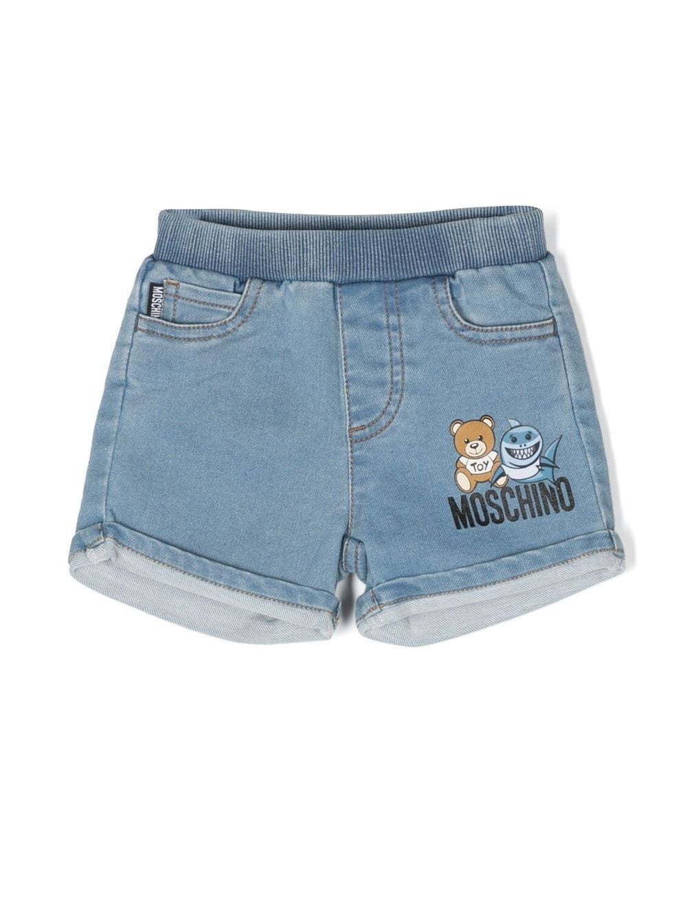 Moschino Kids teddy-shark denim shorts - Blue von Moschino Kids